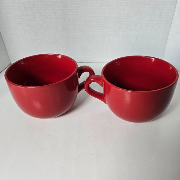 2 Pier 1 Large Red Mugs - Picture 2 of 6